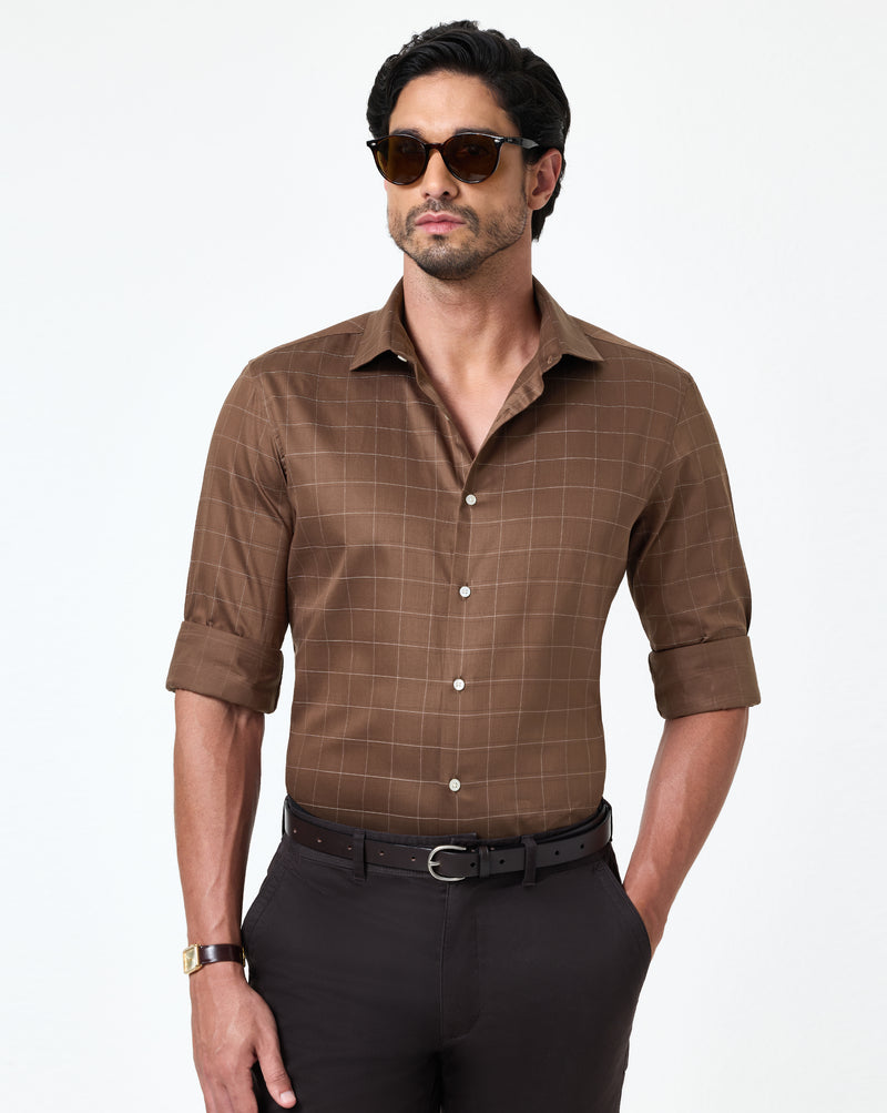 The Crownline Truffle Checks Dress Shirt