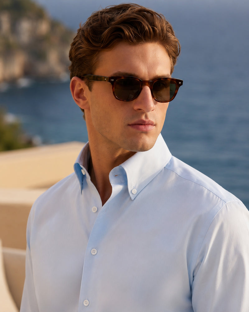 The Crownline Solid Dress Shirt Blue
