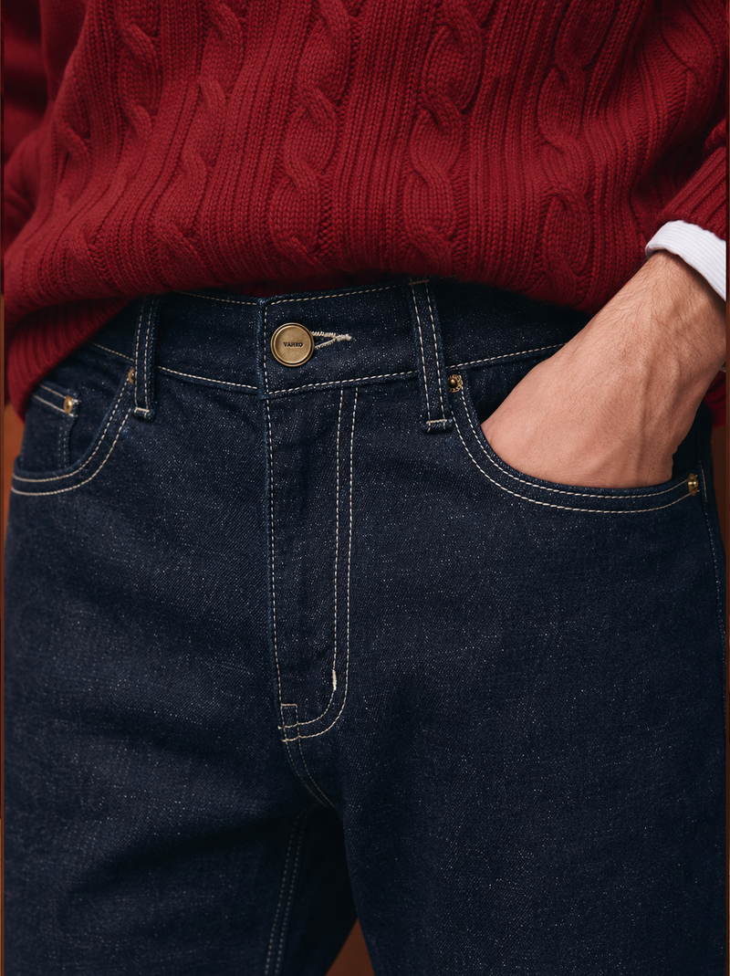 The Classic Textured Indigo Denim Jeans