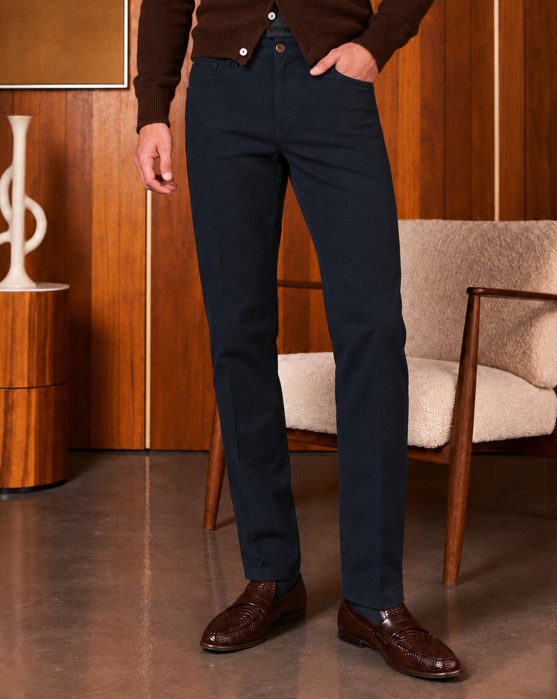 The Textured Cotton Pant Navy