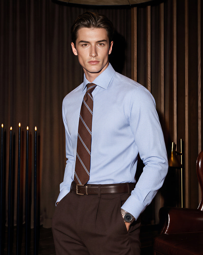 The Cerulean Blue Houndstooth Dress Shirt