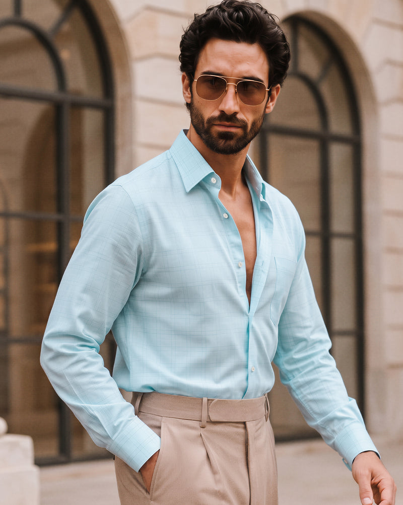 The 100% Giza Cotton Glacier Checks Shirt
