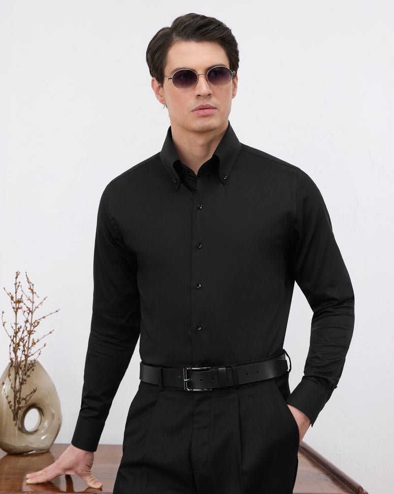 The Crownline Solid Dress Shirt Black