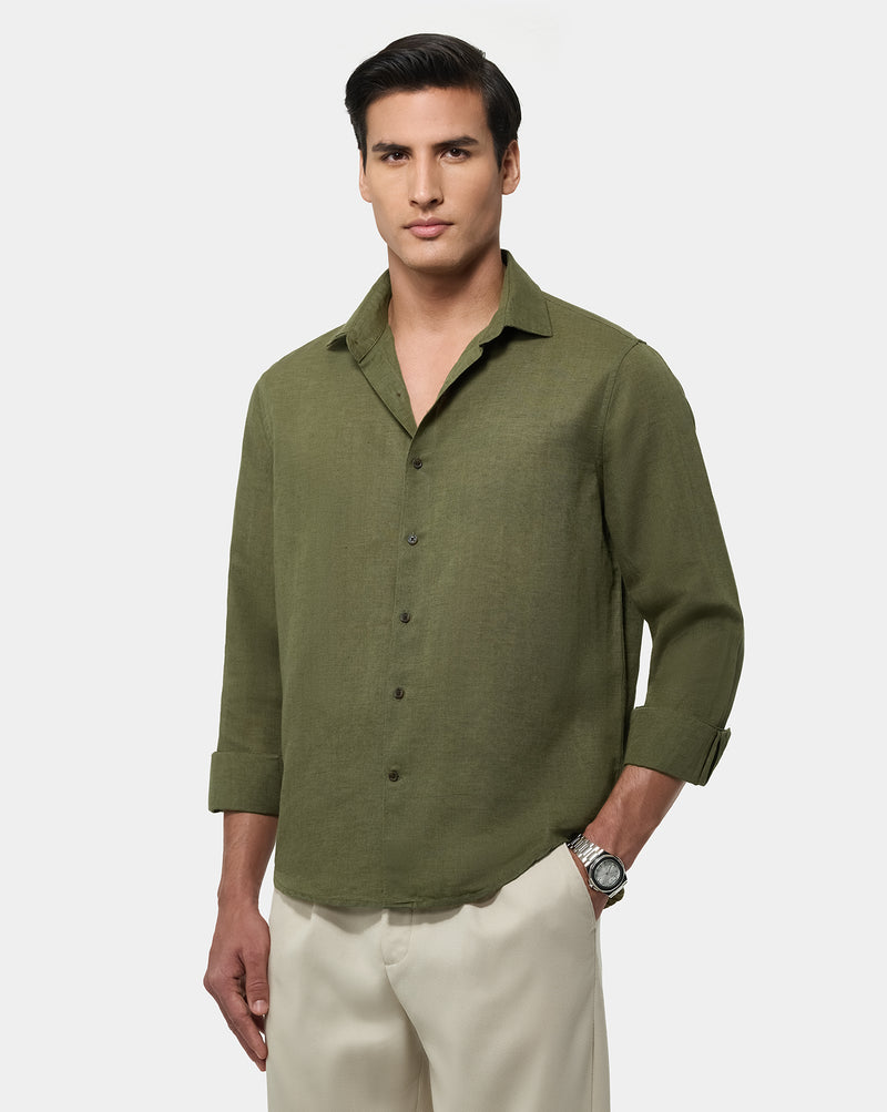 The Linen Rich Shirt Burnt Olive