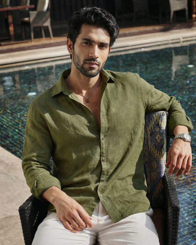 The Linen Rich Shirt Burnt Olive