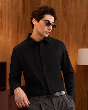 The Tux Pintuck Shirt Black