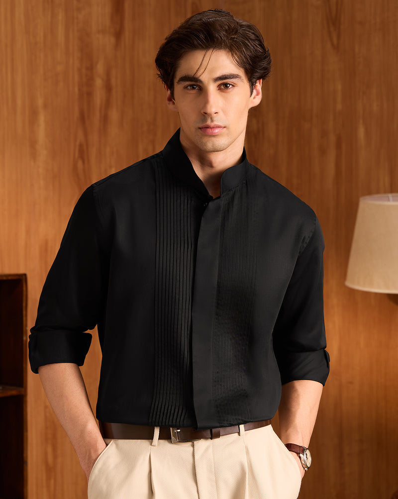 The Sartorial Pintuck Shirt Black