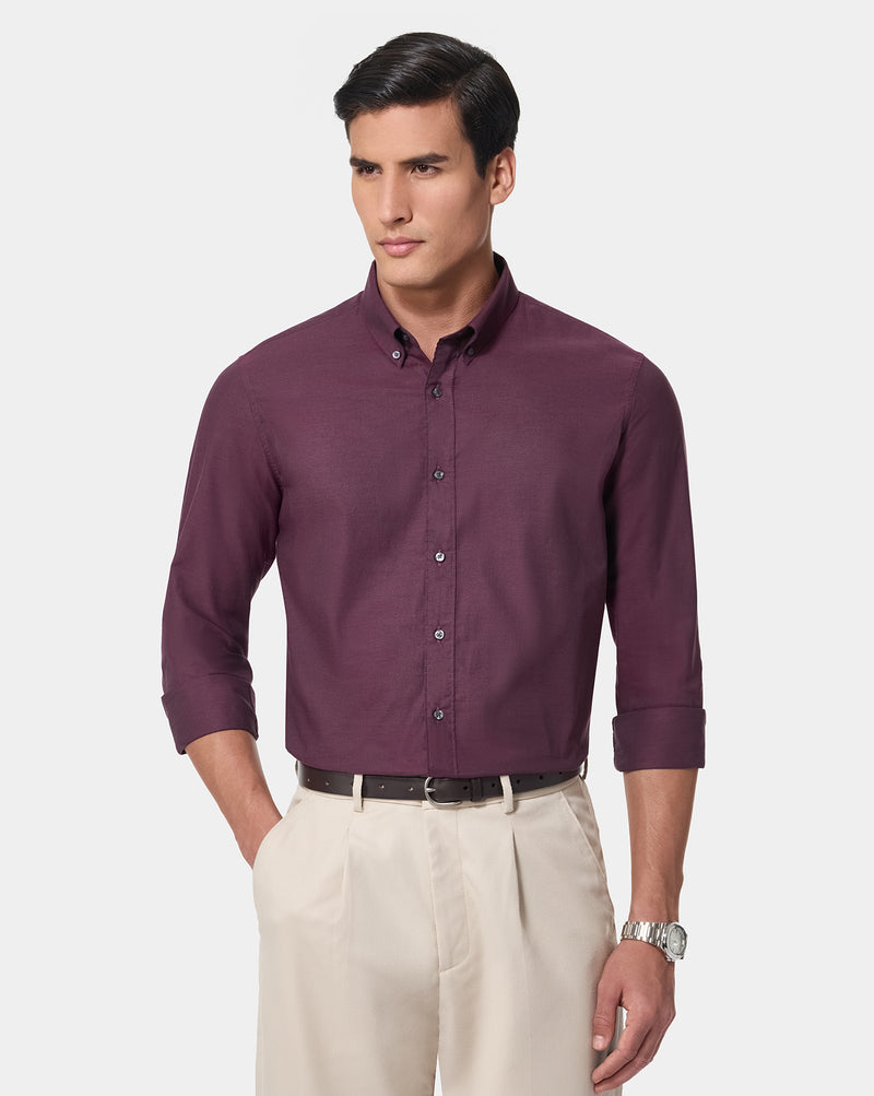 The Pinpoint Oxford Shirt Maroon
