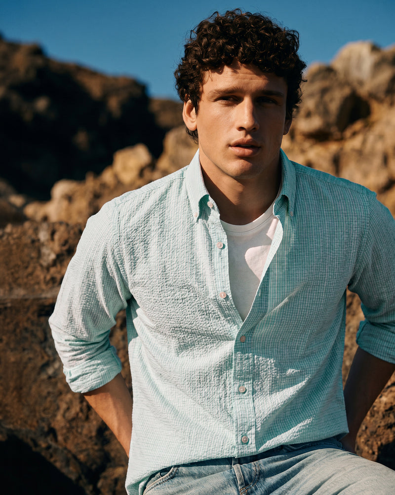 The Seersucker Shirt Light Blue