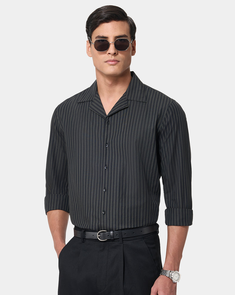 The Saint-Tropez Cuban Carbon Stripe Shirt
