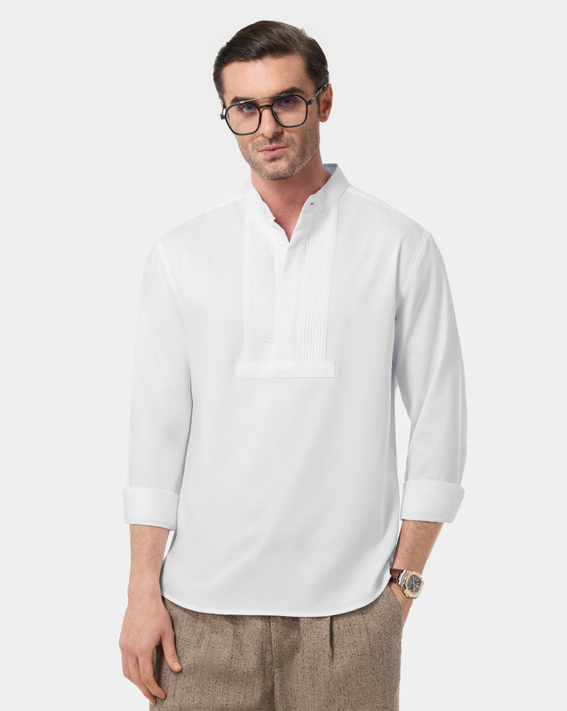 The Half Pintuck Placket Runway Shirt Off White