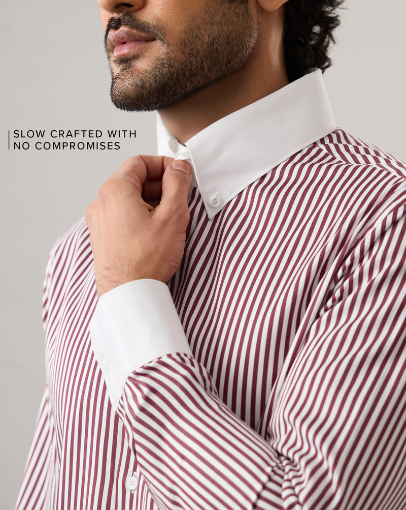 The Crownline Banker Collar Dress Shirt Merlot Red