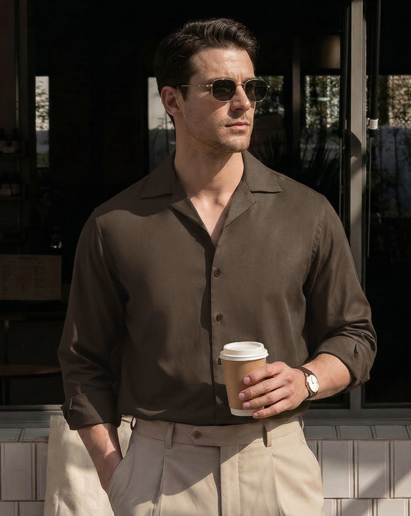 The Saint-Tropez Bamboo Cuban Shirt Cacao
