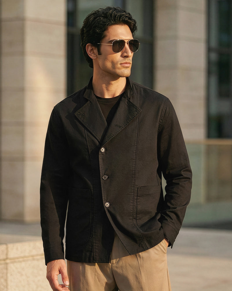 The Double Breasted Shacket Black