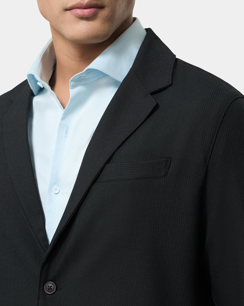 The Effortless 4 Way Stretch Blazer Striped Navy