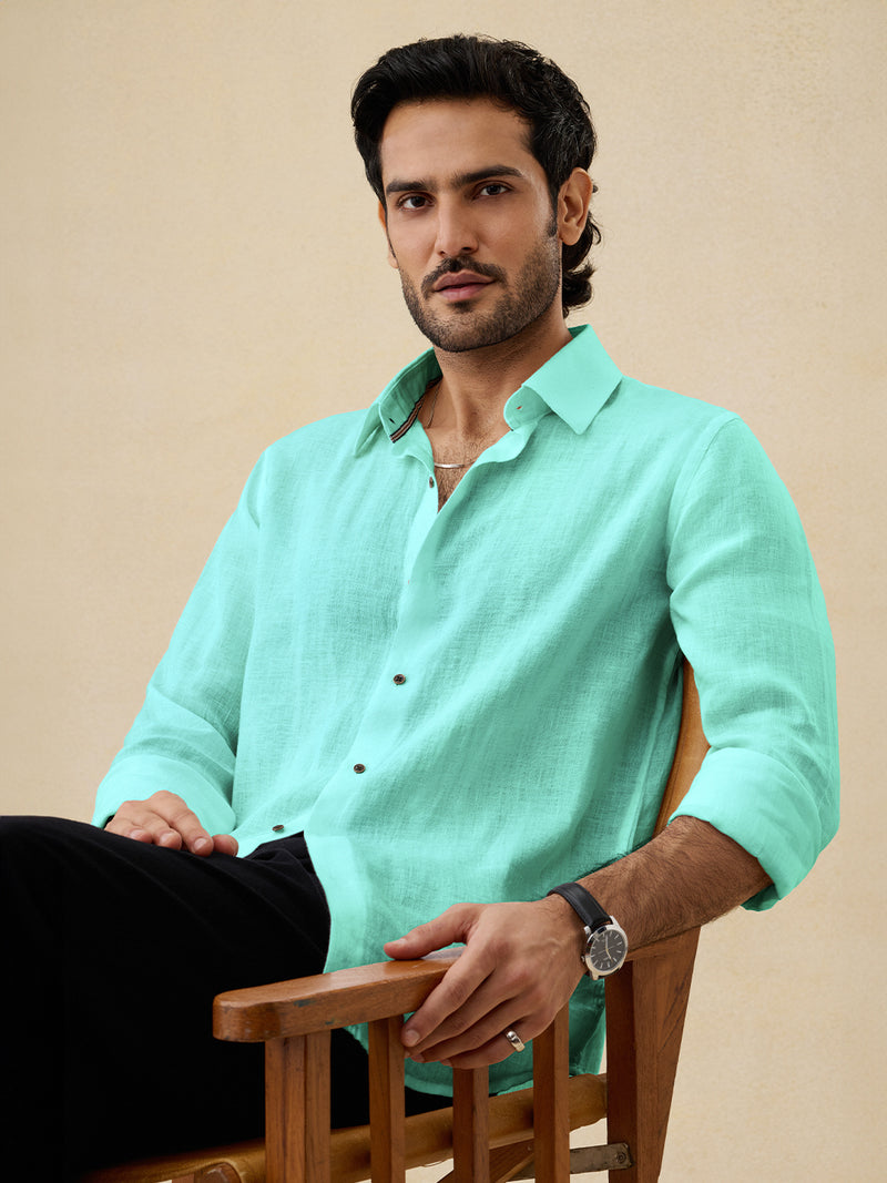 The Aqua 100% Linen Shirt