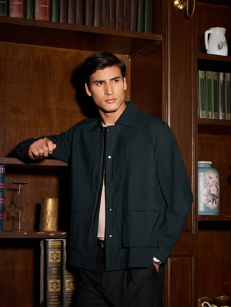 The 4 Way Stretch Shacket Rainforest Green