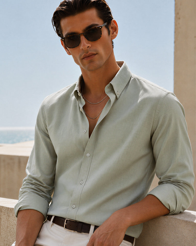 The Giza Cotton Oxford Shirt Light Green