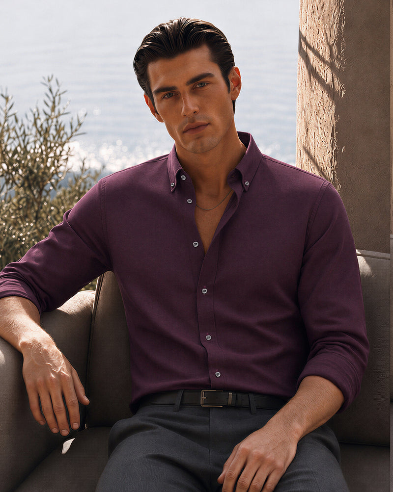The Giza Cotton Oxford Shirt Maroon