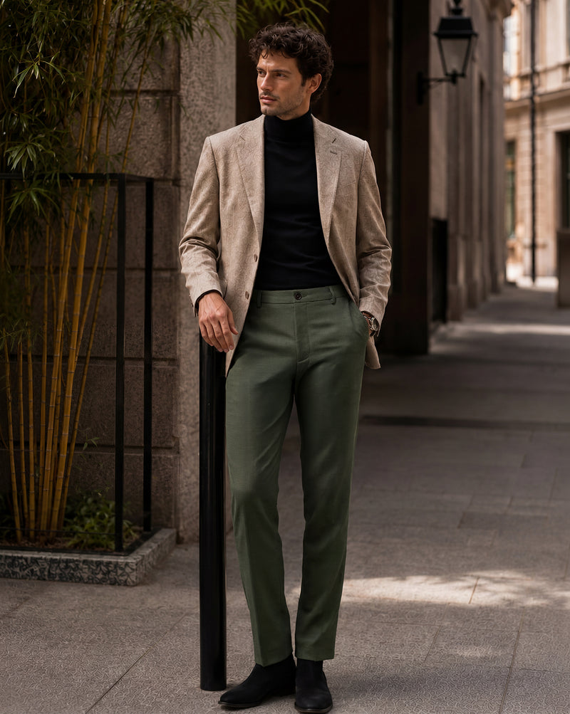 The Texture Tailored Pant Olive Grain