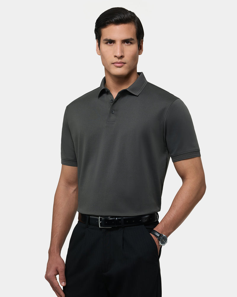 The Mercerised Polo Charcoal Grey