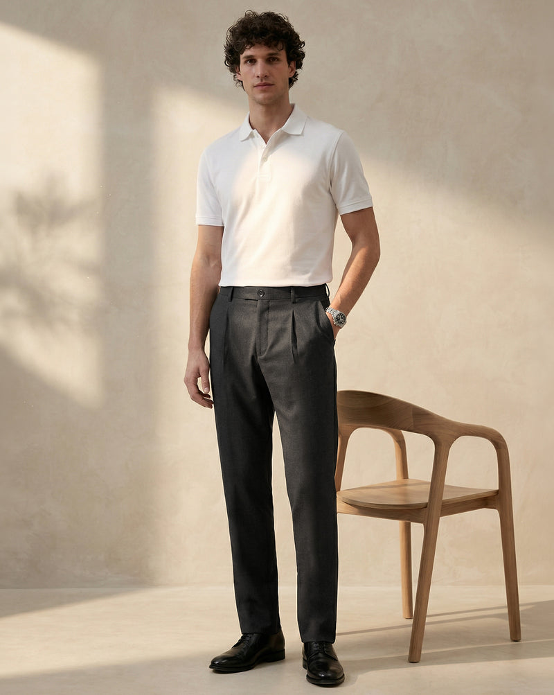 The Slate Grain Pleated Tailored Pant