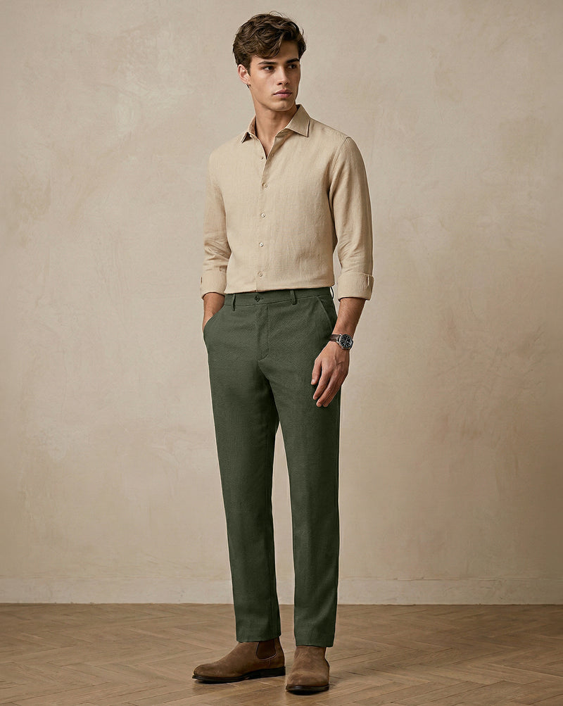 The Texture Tailored Pant Olive Grain