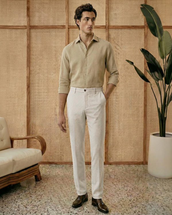 The Texture Tailored Pant Crème Grid
