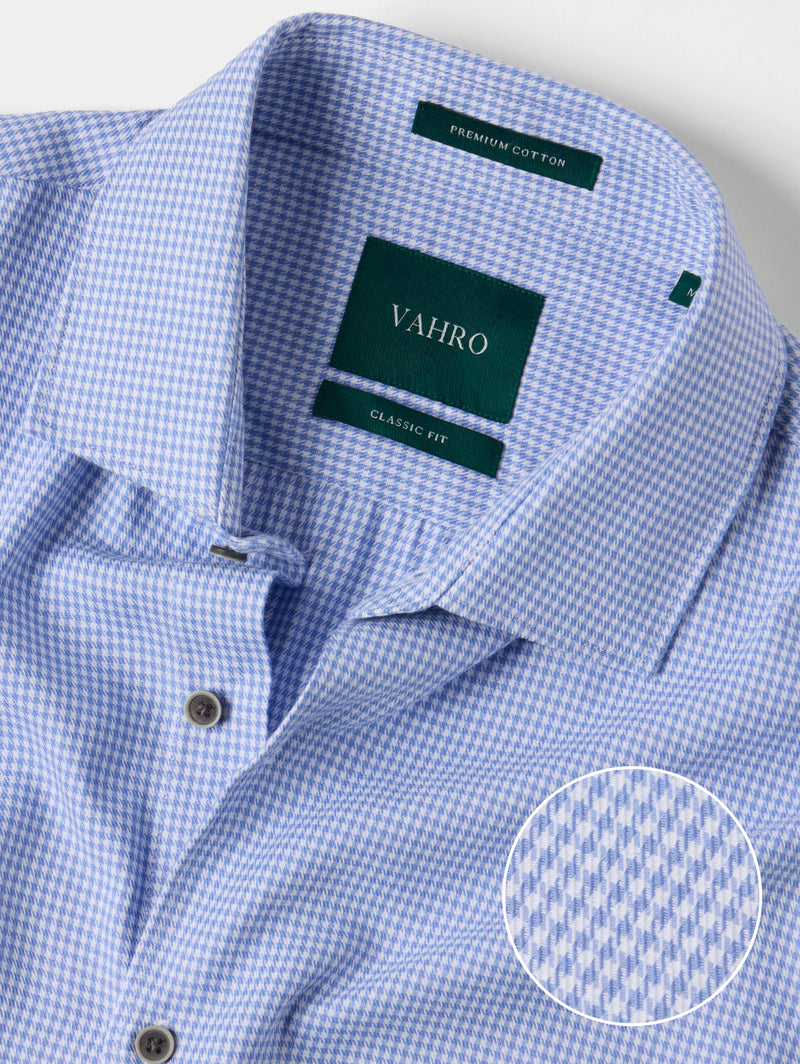 The Cerulean Blue Houndstooth Dress Shirt