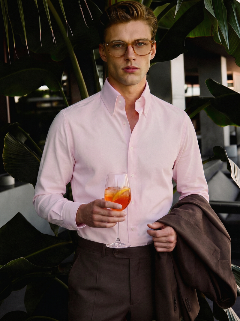 The Crownline Solid Dress Shirt Pink