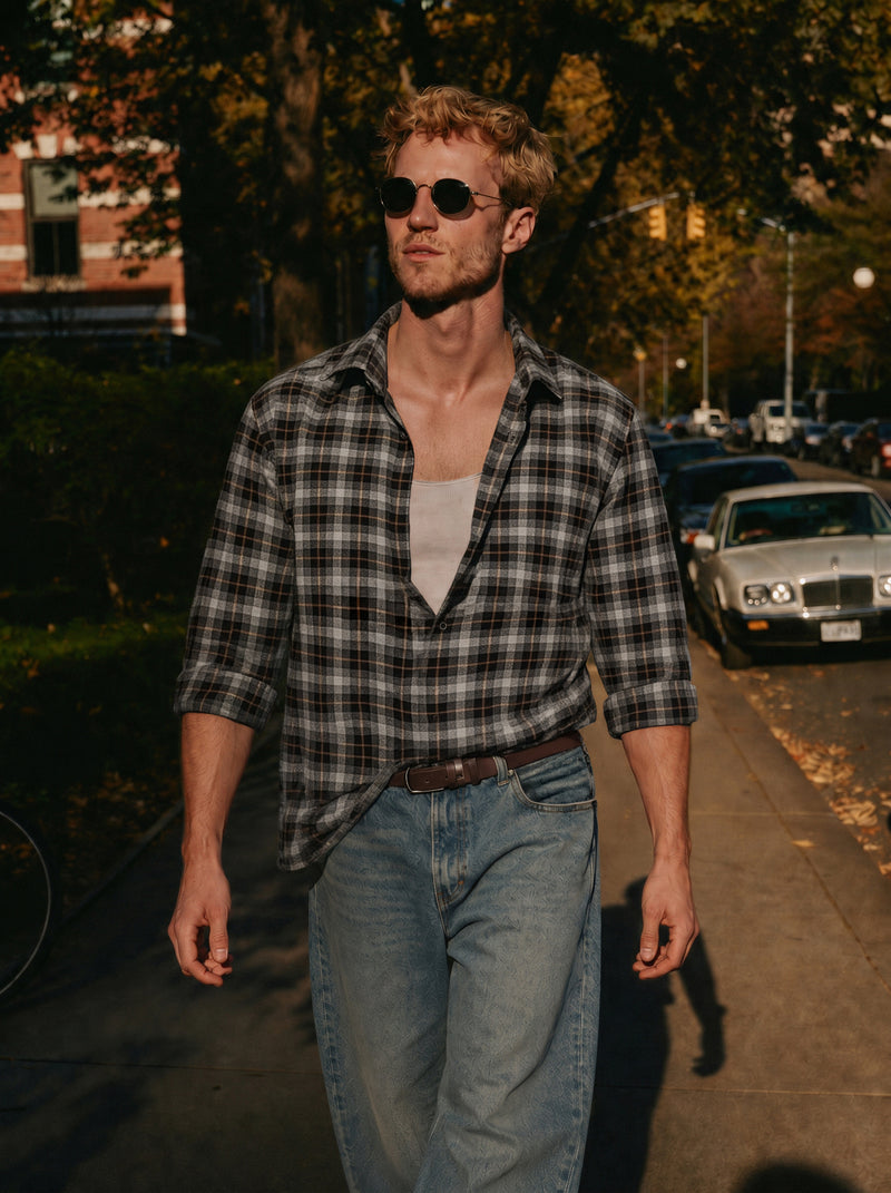 The Charcoal Heritage Flannel Checks Shirt
